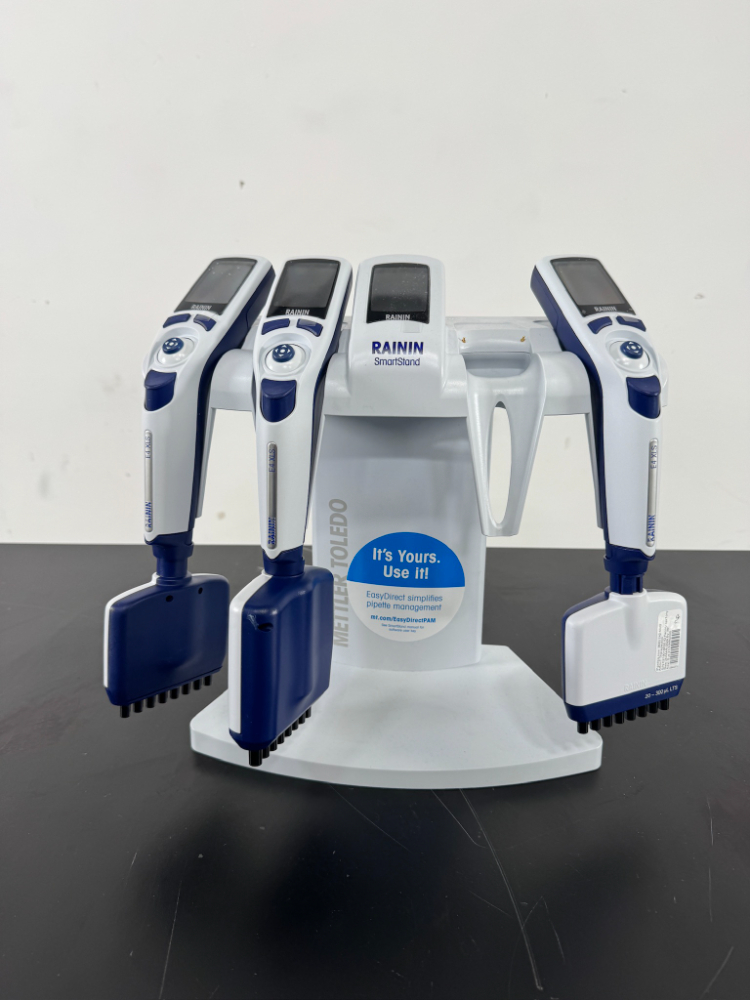 Image of Rainin E4 XLS Digital Multichannel Pipettes w/ Digital Stand - Quantity 3